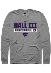 Joe Hall III Rally Mens Graphite K-State Wildcats NIL Stacked Box Tee