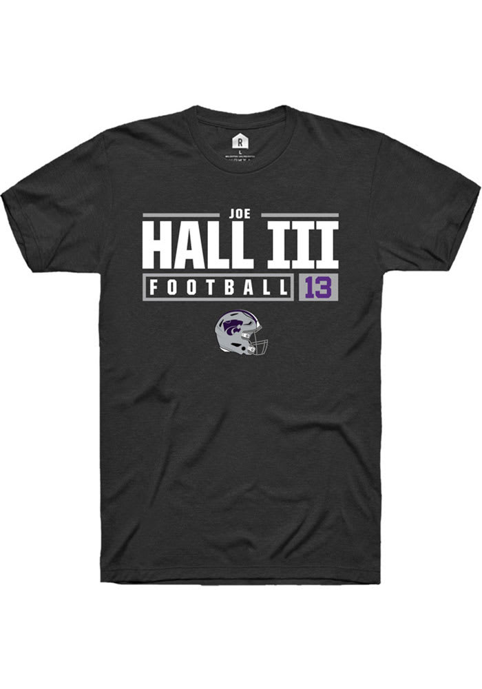 Joe Hall III K-State Wildcats Black Rally NIL Stacked Box Short Sleeve T Shirt