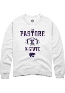 John Pastore Rally Mens White K-State Wildcats NIL Sport Icon Crew Sweatshirt