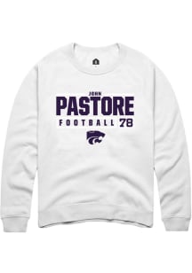 John Pastore Rally Mens White K-State Wildcats NIL Stacked Box Crew Sweatshirt