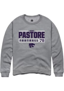 John Pastore Rally Mens Graphite K-State Wildcats NIL Stacked Box Crew Sweatshirt