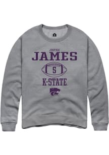 Justice James Rally Mens Graphite K-State Wildcats NIL Sport Icon Crew Sweatshirt