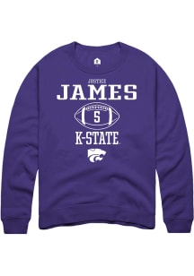 Justice James Rally Mens Purple K-State Wildcats NIL Sport Icon Crew Sweatshirt