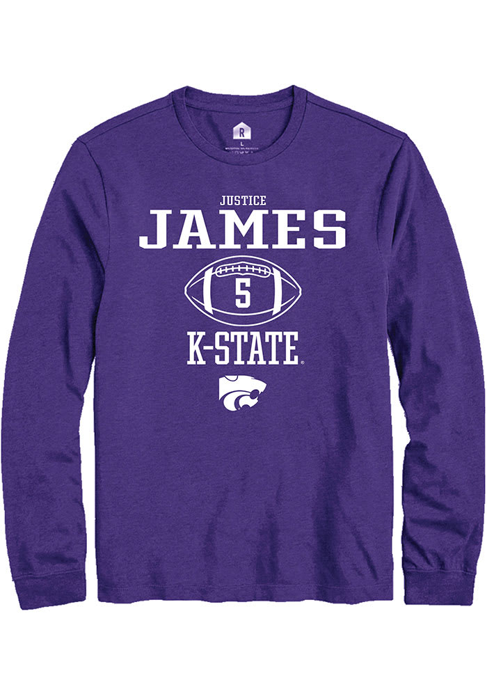 Justice James K-State Wildcats Purple Rally NIL Sport Icon Long Sleeve T Shirt