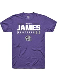 Justice James Purple K-State Wildcats NIL Stacked Box Short Sleeve T Shirt