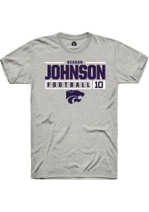 Keagan Johnson Ash K-State Wildcats NIL Stacked Box Short Sleeve T Shirt