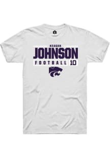 Keagan Johnson White K-State Wildcats NIL Stacked Box Short Sleeve T Shirt