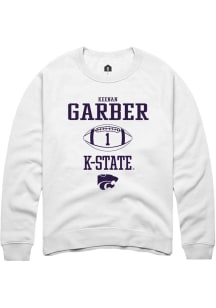 Keenan Garber Rally Mens White K-State Wildcats NIL Sport Icon Crew Sweatshirt