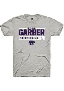 Keenan Garber Ash K-State Wildcats NIL Stacked Box Short Sleeve T Shirt