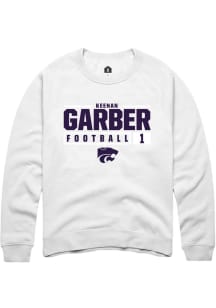 Keenan Garber Rally Mens White K-State Wildcats NIL Stacked Box Crew Sweatshirt