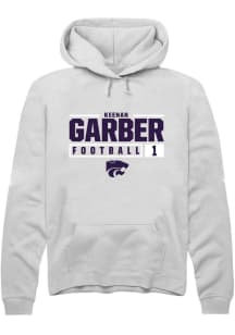 Keenan Garber Rally Mens White K-State Wildcats NIL Stacked Box Hooded Sweatshirt