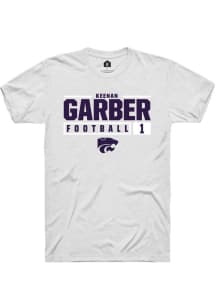 Keenan Garber White K-State Wildcats NIL Stacked Box Short Sleeve T Shirt