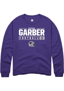 Keenan Garber Rally Mens Purple K-State Wildcats NIL Stacked Box Crew Sweatshirt