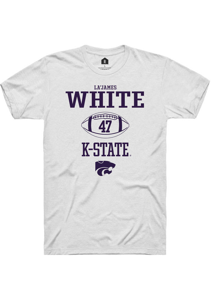 La’James White K-State Wildcats White Rally NIL Sport Icon Short Sleeve T Shirt