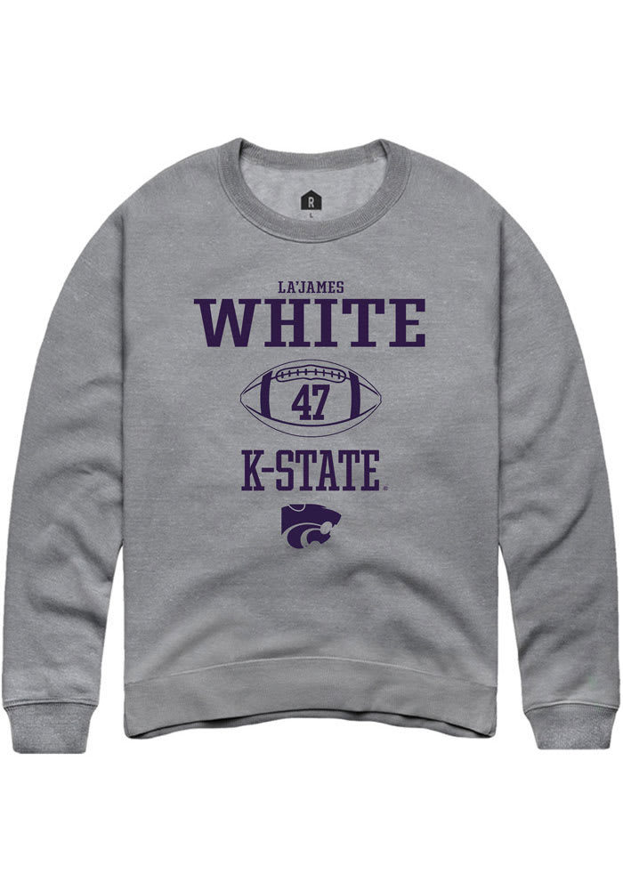 La’James White Rally K-State Wildcats Mens Grey NIL Sport Icon Long Sleeve Crew Sweatshirt