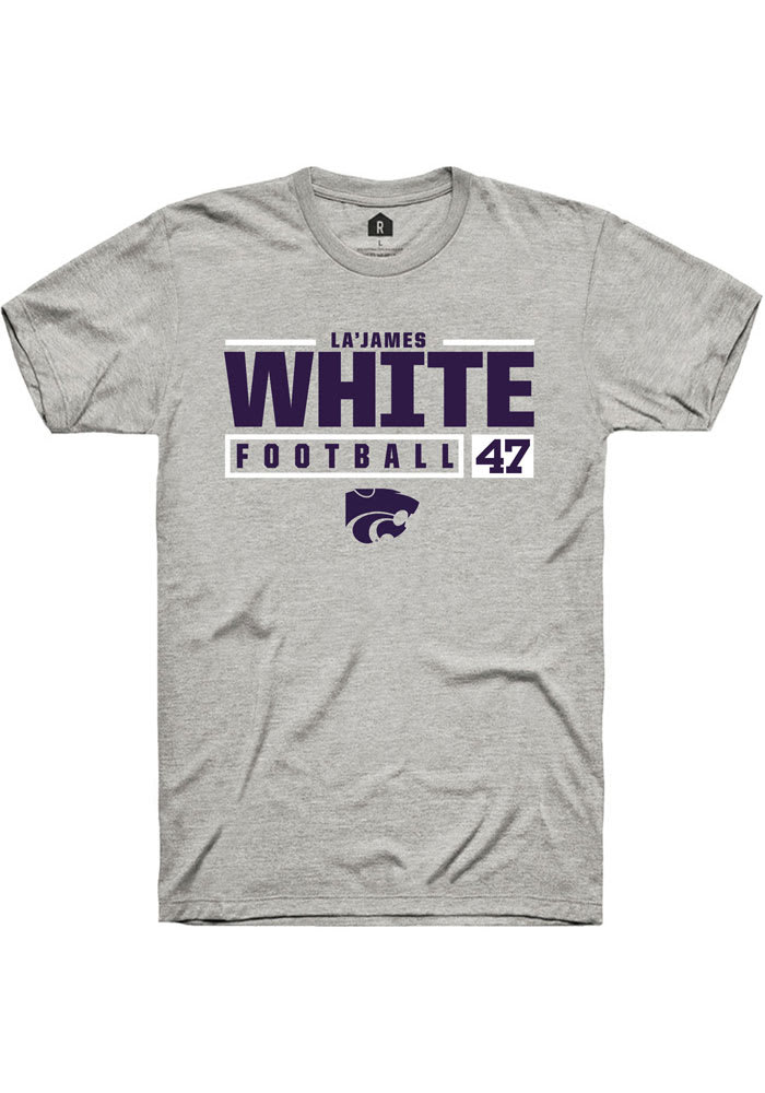 La’James White K-State Wildcats Grey Rally NIL Stacked Box Short Sleeve T Shirt