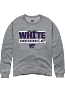 La’James White Rally Mens Graphite K-State Wildcats NIL Stacked Box Crew Sweatshirt