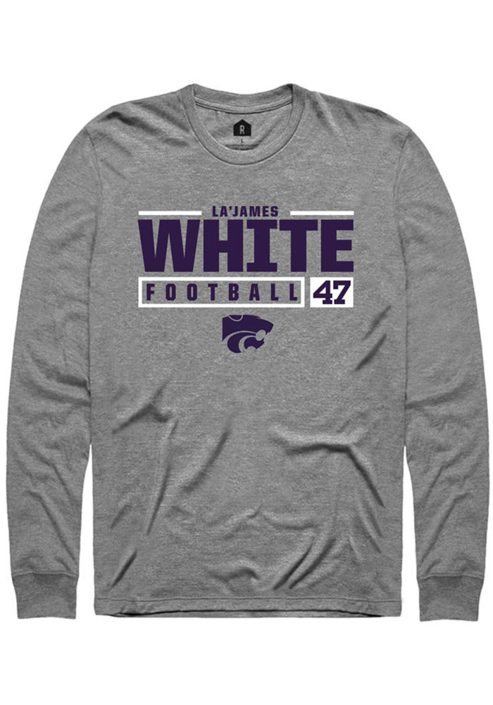 La’James White K-State Wildcats Grey Rally NIL Stacked Box Long Sleeve T Shirt