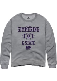 Leyton Simmering Rally Mens Graphite K-State Wildcats NIL Sport Icon Crew Sweatshirt