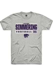 Leyton Simmering Ash K-State Wildcats NIL Stacked Box Short Sleeve T Shirt