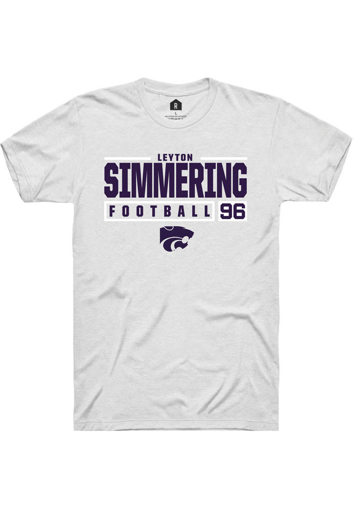 Leyton Simmering K-State Wildcats White Rally NIL Stacked Box Short Sleeve T Shirt