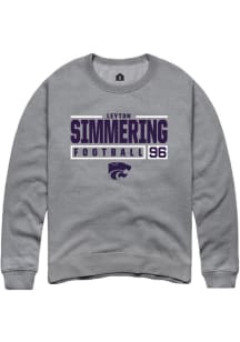 Leyton Simmering Rally Mens Graphite K-State Wildcats NIL Stacked Box Crew Sweatshirt