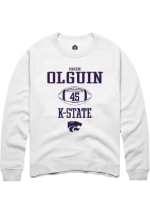 Mason Olguin Rally Mens White K-State Wildcats NIL Sport Icon Crew Sweatshirt