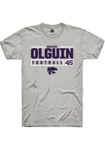 Mason Olguin Ash K-State Wildcats NIL Stacked Box Short Sleeve T Shirt