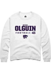 Mason Olguin Rally Mens White K-State Wildcats NIL Stacked Box Crew Sweatshirt