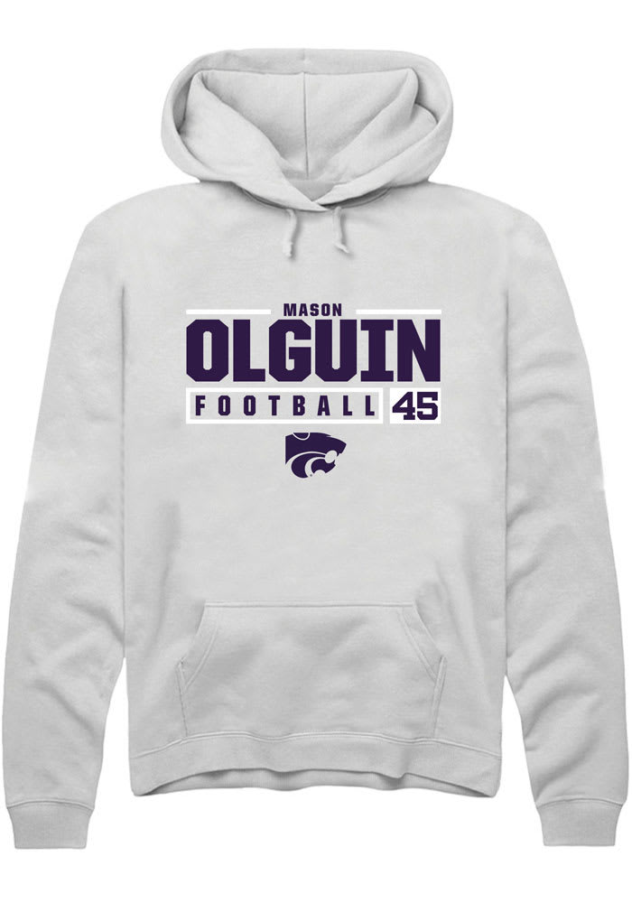 Mason Olguin Rally K-State Wildcats Mens White NIL Stacked Box Long Sleeve Hoodie
