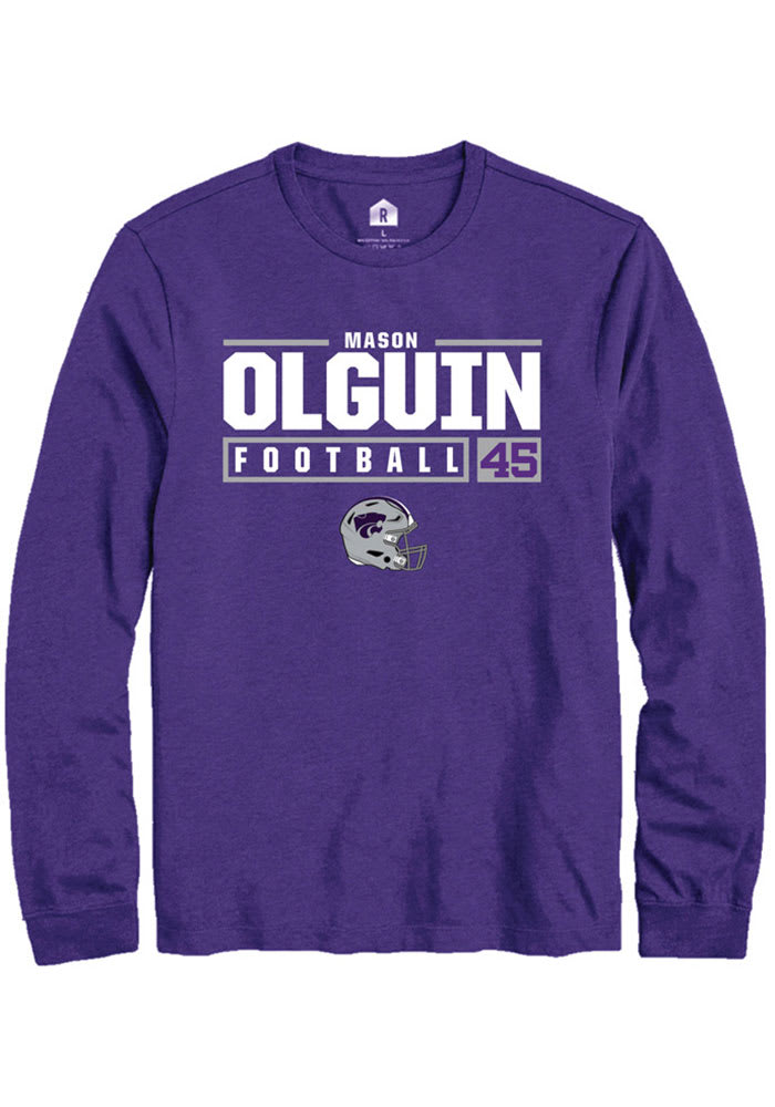Mason Olguin K-State Wildcats Purple Rally NIL Stacked Box Long Sleeve T Shirt