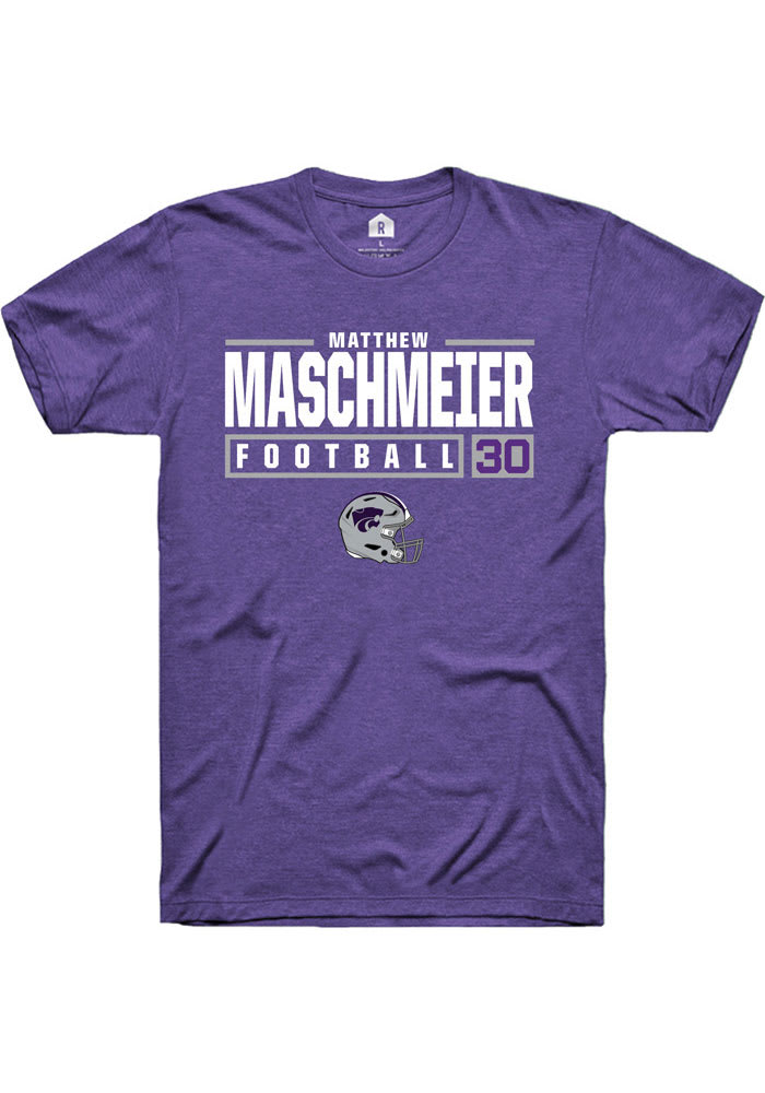 Matthew Maschmeier K-State Wildcats Purple Rally NIL Stacked Box Short Sleeve T Shirt