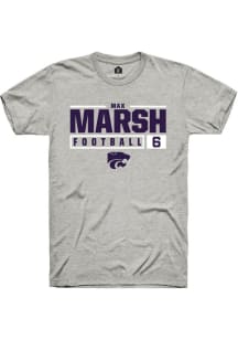 Max Marsh Ash K-State Wildcats NIL Stacked Box Short Sleeve T Shirt