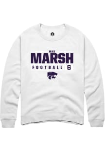 Max Marsh Rally Mens White K-State Wildcats NIL Stacked Box Crew Sweatshirt