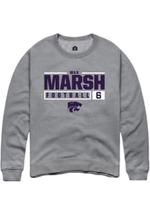 Max Marsh Rally Mens Graphite K-State Wildcats NIL Stacked Box Crew Sweatshirt