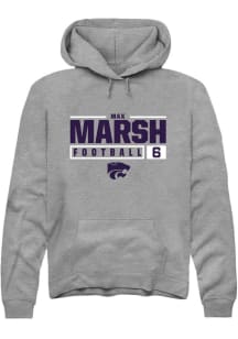 Max Marsh Rally Mens Graphite K-State Wildcats NIL Stacked Box Hooded Sweatshirt