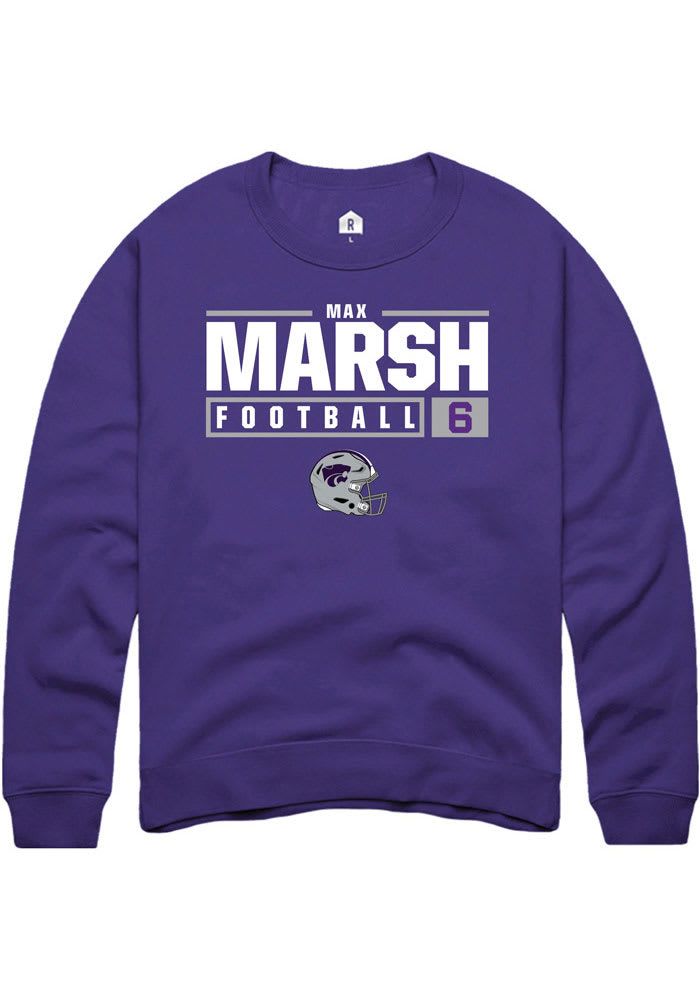 Max Marsh Rally K-State Wildcats Mens Purple NIL Stacked Box Long Sleeve Crew Sweatshirt