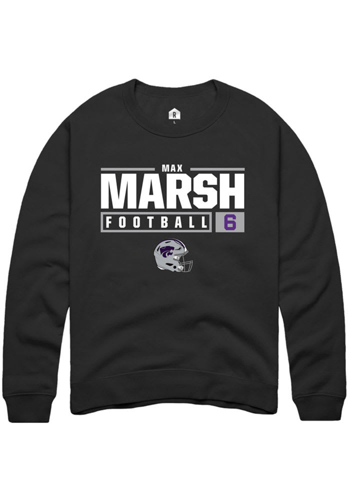 Max Marsh Rally K-State Wildcats Mens Black NIL Stacked Box Long Sleeve Crew Sweatshirt