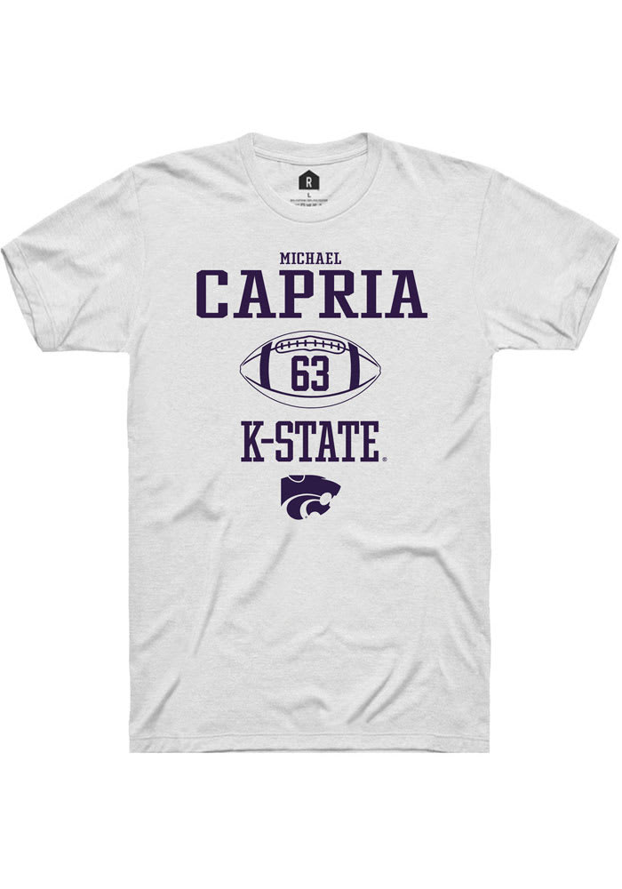 Michael Capria K-State Wildcats White Rally NIL Sport Icon Short Sleeve T Shirt