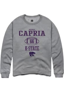 Michael Capria Rally Mens Graphite K-State Wildcats NIL Sport Icon Crew Sweatshirt