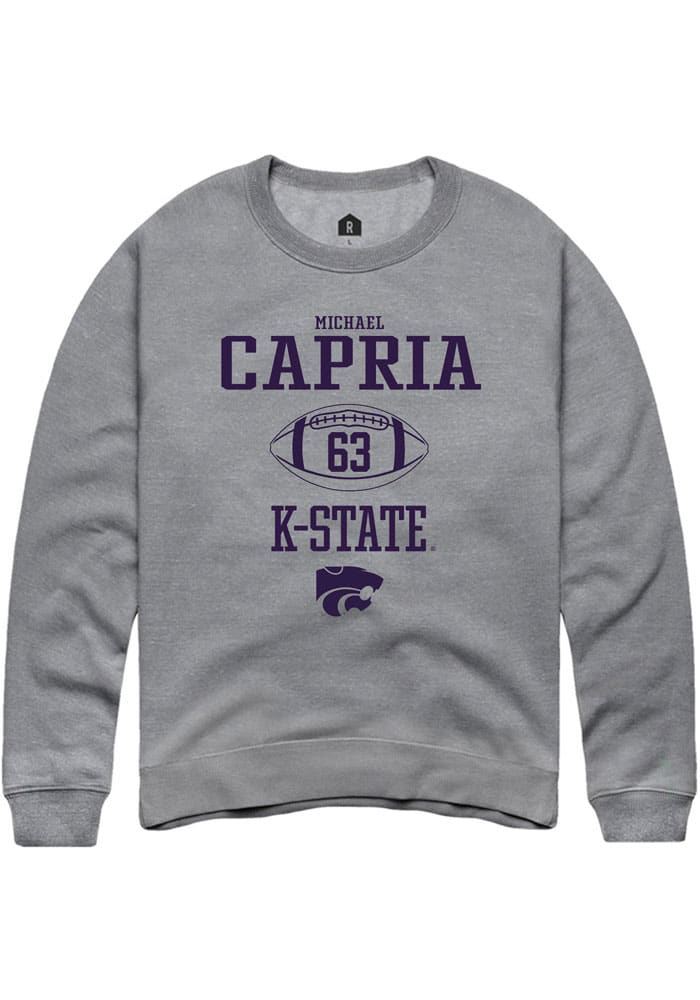 Michael Capria Rally K-State Wildcats Mens Grey NIL Sport Icon Long Sleeve Crew Sweatshirt