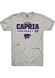 Michael Capria Ash K-State Wildcats NIL Stacked Box Short Sleeve T Shirt