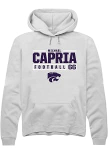 Michael Capria Rally Mens White K-State Wildcats NIL Stacked Box Hooded Sweatshirt