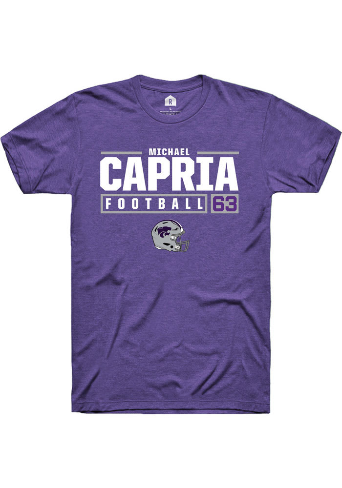 Michael Capria K-State Wildcats Purple Rally NIL Stacked Box Short Sleeve T Shirt