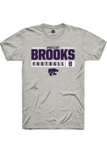 Phillip Brooks  K-State Wildcats Ash Rally NIL Stacked Box Short Sleeve T Shirt