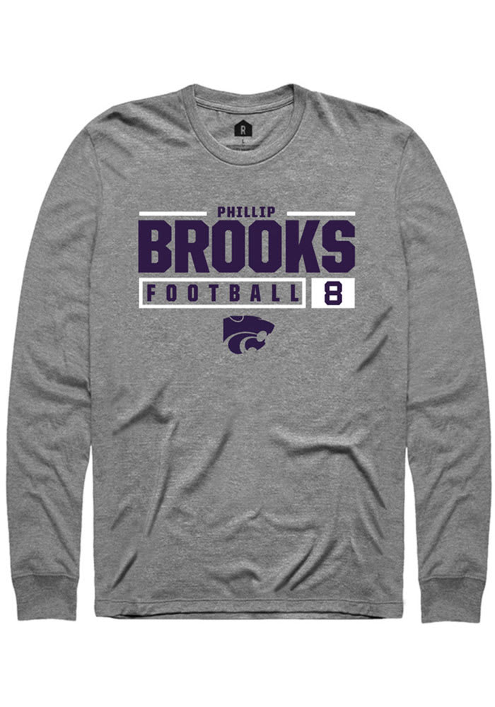 Phillip Brooks K-State Wildcats Grey Rally NIL Stacked Box Long Sleeve T Shirt