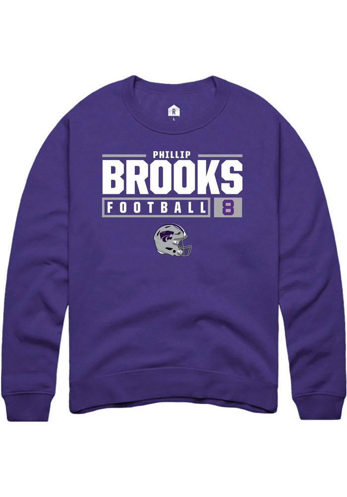 Phillip Brooks Rally K-State Wildcats Mens Purple NIL Stacked Box Long Sleeve Crew Sweatshirt