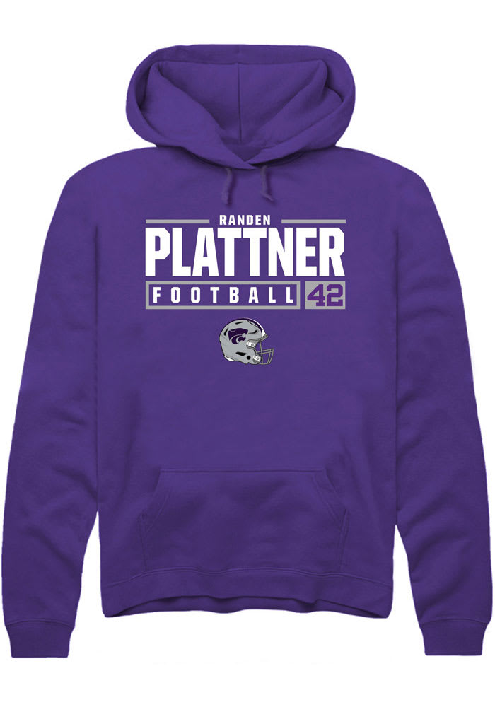 Randen Plattner Rally K-State Wildcats Mens Purple NIL Stacked Box Long Sleeve Hoodie