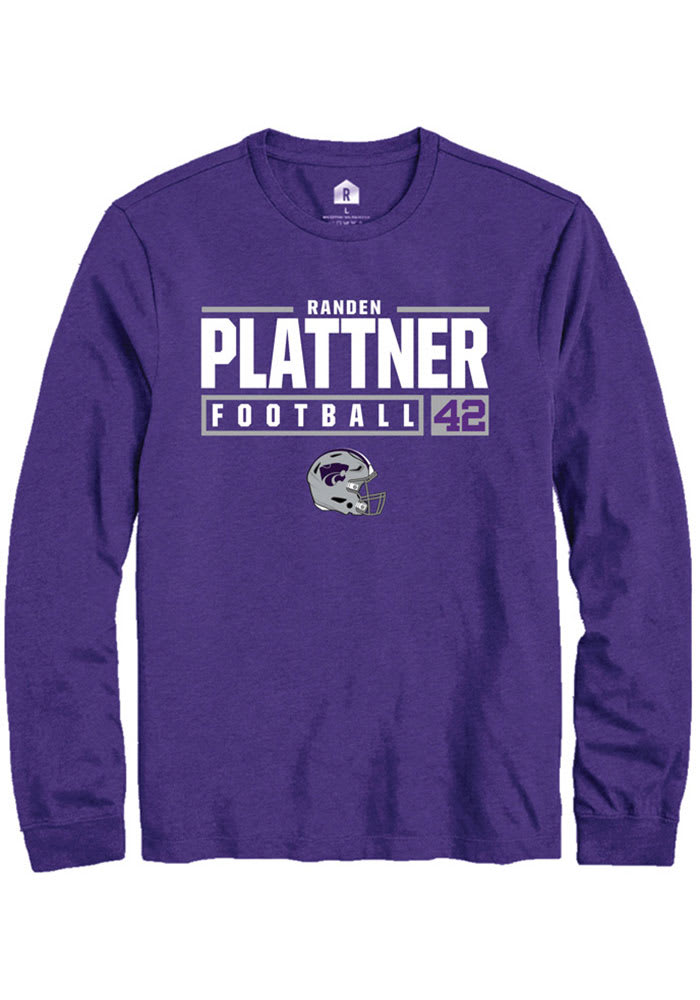 Randen Plattner K-State Wildcats Purple Rally NIL Stacked Box Long Sleeve T Shirt