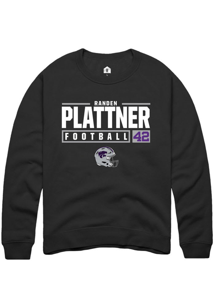 Randen Plattner Rally K-State Wildcats Mens Black NIL Stacked Box Long Sleeve Crew Sweatshirt